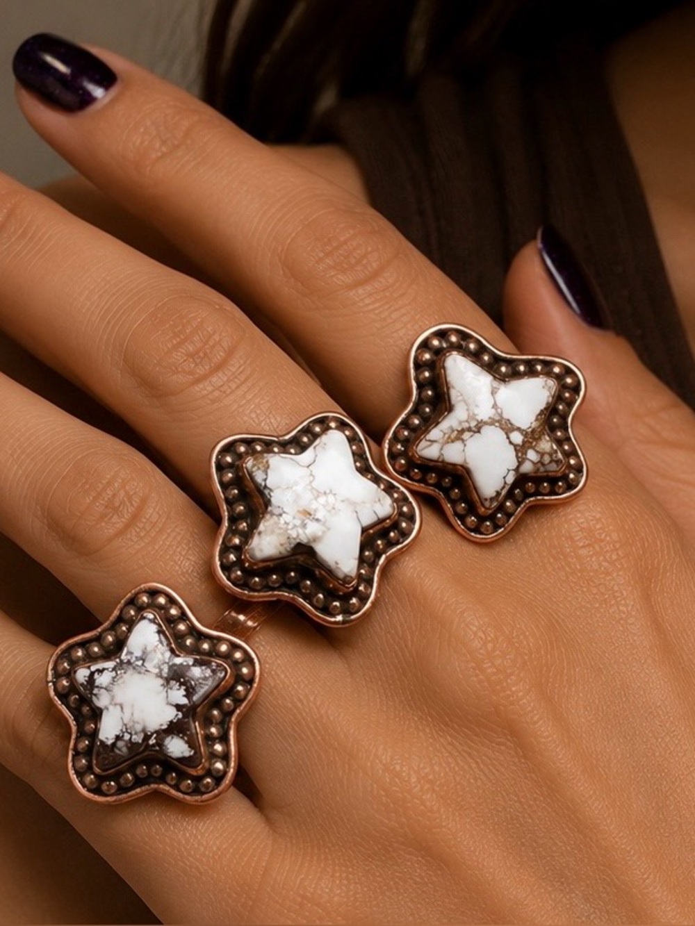 Boho Wild Horse Star Ring – Adjustable Copper  Statement Ring – New